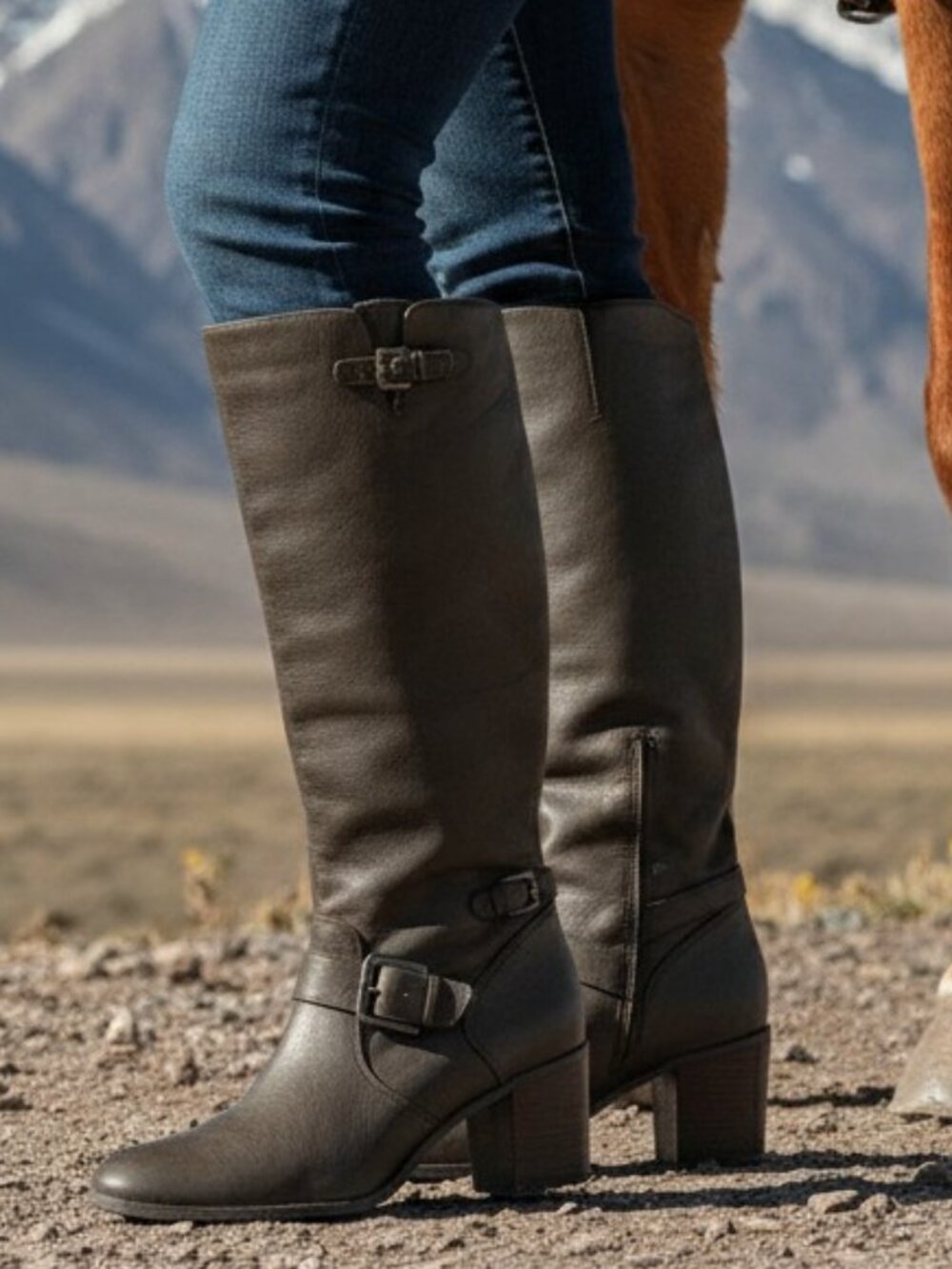 Alfani "Maren" Brown Leather *Lined* Tall Riding Boots